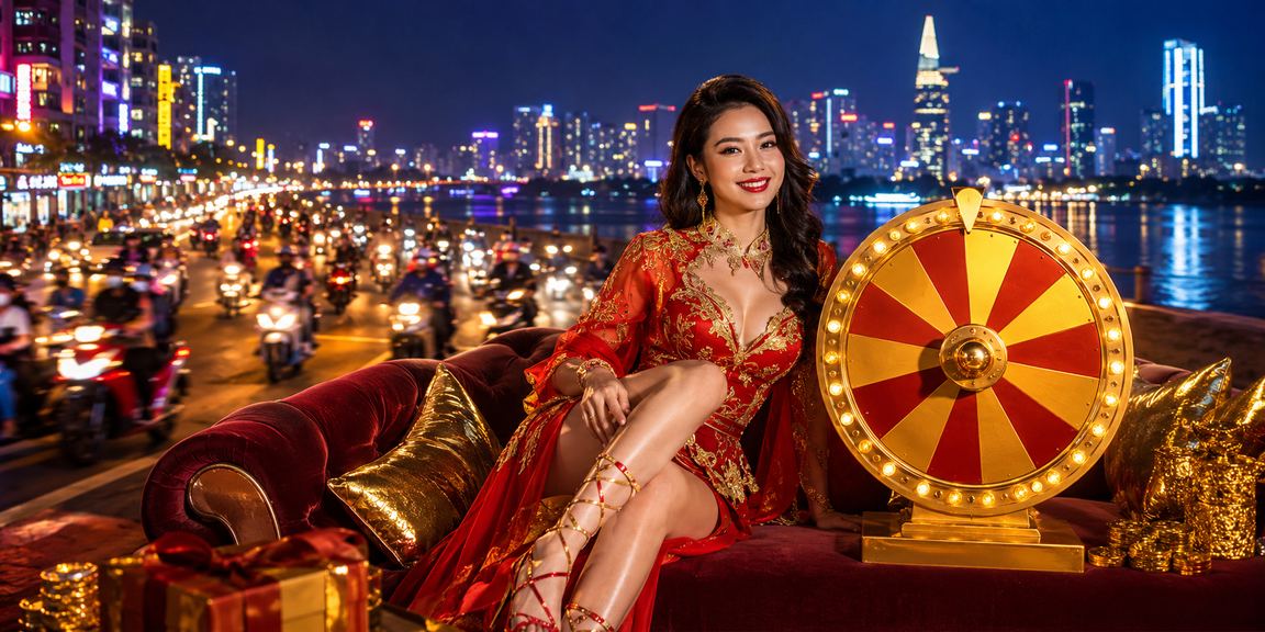 Cảnh quay casino roulette với ánh sáng neon tại TP Hồ Chí Minh